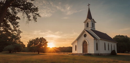 Christian background, inspirational church sunset faith spirituality