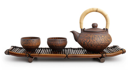 tea set isolated on a white background. Tea ceremony. Created with Generative AI technology.
