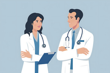 Fototapeta premium Vector IllustrationDoctors, Nurses, and Teamwork on Tablet for Hospital Management Data Report, Supporting Black Patients, Clinic Results, Research, Healthcare