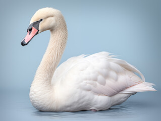 Fototapeta premium a Portrait of a white swan on an isolated background