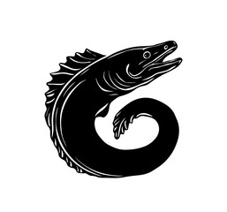 Eel silhouette vector illustration isolated on a white background 
