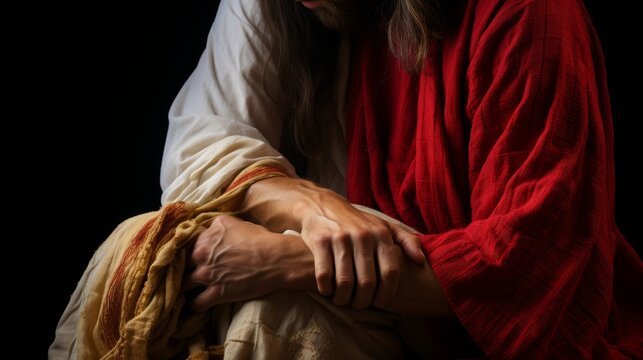 Healing touch  woman s faith restores health as jesus s robe ends hemorrhage in biblical art