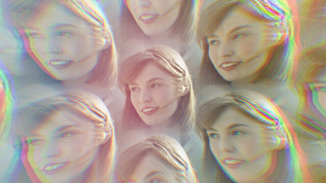 Hexagonal Multiscreen Prism Lens Effect with Chromatic FX