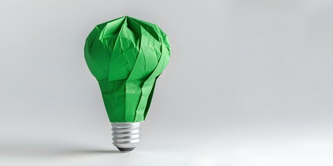 Corporate responsibility symbolized by green paper light bulb for sustainable business practices. Concept Sustainable Business Practices, Corporate Responsibility, Green Paper Light Bulb