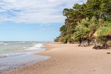 Staldzene steep coast beach at the Baltic sea in June in summer in Ventspils in Latvia