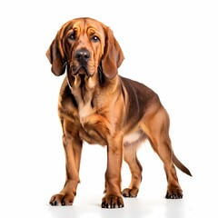 Obraz premium Bloodhound dog breed standing against white background, AI Generated