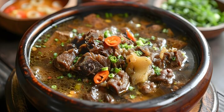 Indonesian oxtail soup known as sop buntut is a popular dish. Concept Indonesian Cuisine, Sop Buntut, Oxtail Soup, Indonesian Recipes