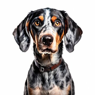 Bluetick coonhound dog breed standing against white background, AI Generated