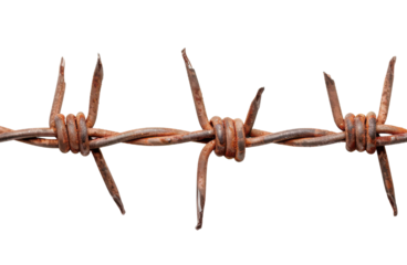 wire fence rust  isolated on a white background.