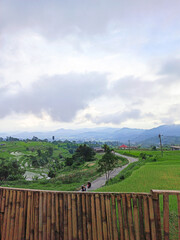 Fototapeta premium The most beautiful village in the world with beautiful views of green rice fields is immortalized in Nagari Tuo Pariangan, Indonesia