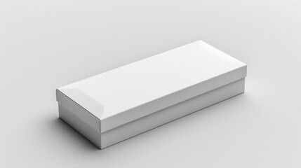 Fototapeta premium A simple white rectangular box is placed against a plain background, emphasizing minimalism and cleanliness, perfect for various conceptual uses and presentation purposes.