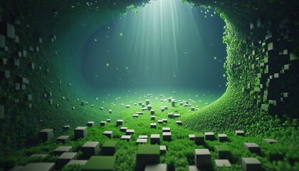 Naklejka premium Digital Landscapes: A Futuristic Exploration of Nature and Technology