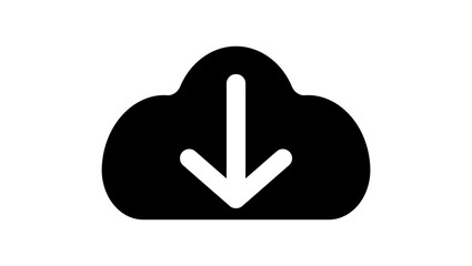 Download from cloud, black isolated silhouette