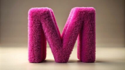 Mesmerizing macro-sized vibrant magenta alphabet letter m sculpted of soft