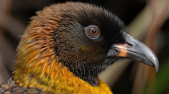 Close-up of Kakapo: endangered parrot from New Zealand