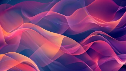 Abstract Pink and Orange Waves on a Blue Background