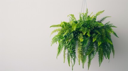 Isolate a hanging Boston fern on a white background