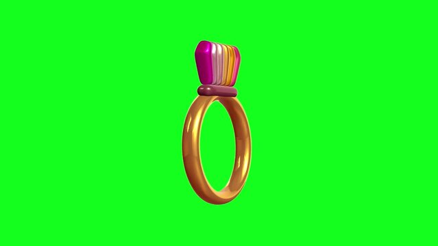 Pride 3D Ring with LGBTQ Rainbow Flag Colours. Pride Month 3D animation. Pride Rainbow Ring Element on a green screen background for cutting or overlaying on video. LGBTQ+ Pride