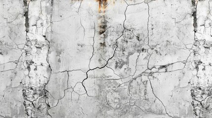 Fototapeta premium Damaged wall with vertical crack after earthquake Gray cement covering Texture background with space for text