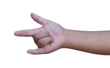 Hand show the sign i love you gesture Isolated on transparent background, PNG File.