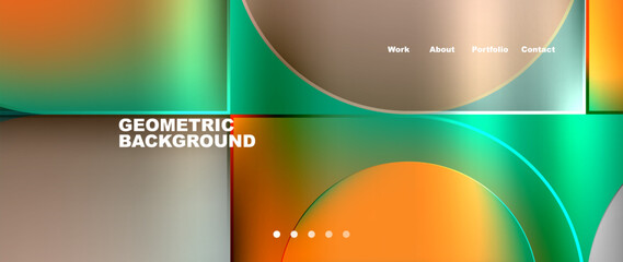 Bright colorful squares with round elements minimal geometric background. Vector Illustration For Wallpaper, Banner, Background, Card, Book Illustration, landing page