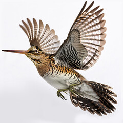 b&eacute;casse, oiseau, volant, gibier, chasse, nature, vol, ciel, , ailes, faune, animal, mouche, , ailes, sauvage, bec, proie, empennage, blanc, bleu, empennage, fond blanc