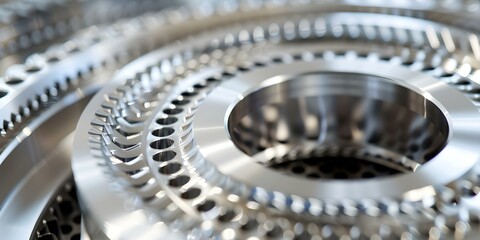 Obraz premium Closeup of 3D printed metal industrial part in factory setting. Concept 3D Printing, Metal Industrial Parts, Factory Setting, Closeup Shot