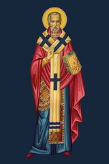 Saint Nicholas of Myra. Illustration in Byzantine style