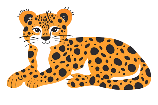 Cute cheetah,safari animals.Wild animals of Africa.Simple cartoon flat illustration on transparent background PNG