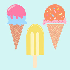 Seamless pattern Ice cream cones and popsicle pattern illustration
