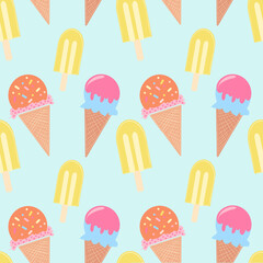 Seamless pattern Ice cream cones and popsicle pattern illustration