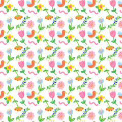 Fototapeta premium Colorful nature-themed seamless pattern