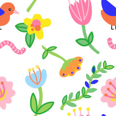 Colorful nature-themed seamless pattern