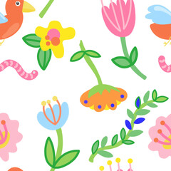 Colorful nature-themed seamless pattern