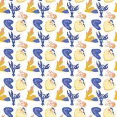 Seamless sea creatures pattern