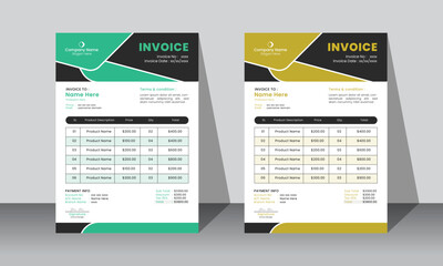 Modern minimal invoice design template for business with two color version available
