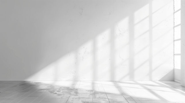 White empty room with window and shadow on the wall. 3d rendering - Powered by Adobe