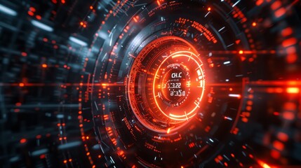 Obraz premium Futuristic Digital Interface with Glowing Red Lights