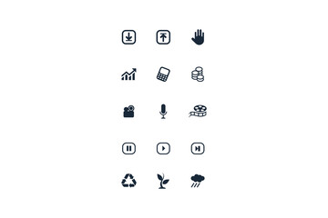 set icon audio , eviromeent , economy , internet ,music media