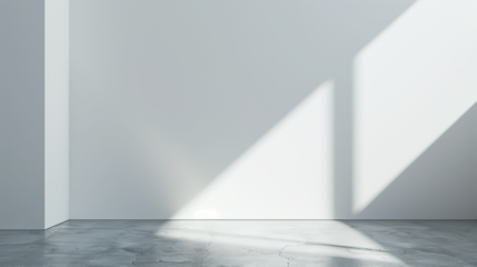 Empty room with white wall and concrete floor. 3D Rendering