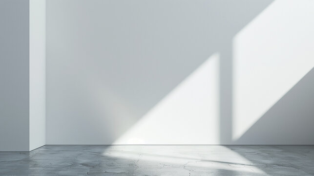 Empty room with white wall and concrete floor. 3D Rendering