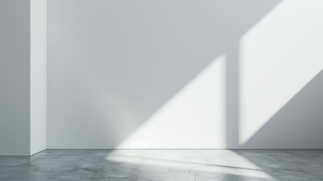 Empty room with white wall and concrete floor. 3D Rendering