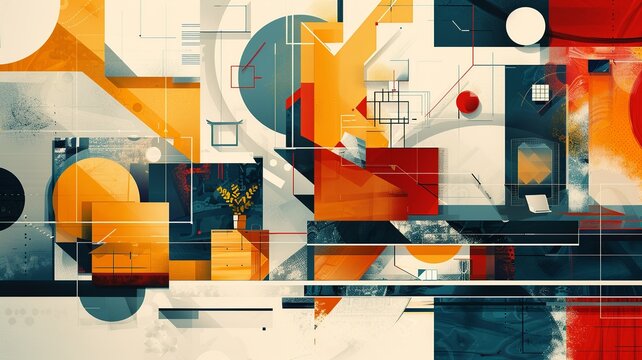  Explore a unique blend of retro office aesthetics and futuristic elements in an abstract contemporary modern background tailored for business graphic concepts
