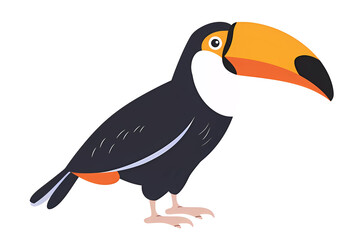Naklejka premium Cute toucan,jungle birds, safari.Wild animals of Africa.Simple cartoon flat illustration on transparent background PNG