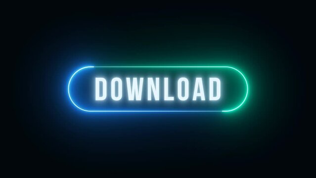 Download Button Glowing. Alpha channel, transparent background. 4K resolution