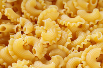 Uncooked Creste di Gallo Dry Pasta Shapes, Italian Durum Wheat Macaroni