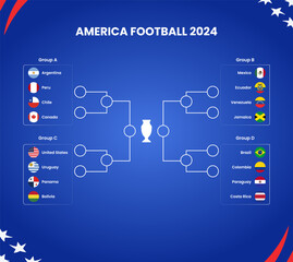 America 2024 Football Championship Template Design. Football tournament bracket vector illustration