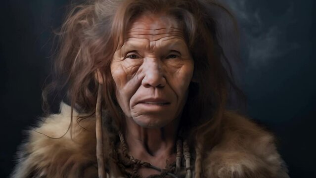 Portrait of a middle-aged primitive woman	
