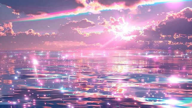 Close-up of water with colorful pastel reflections.