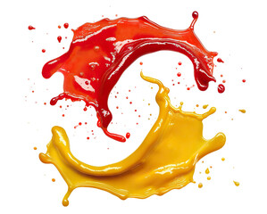 Delicious ketchup and mustard splashes, cut out